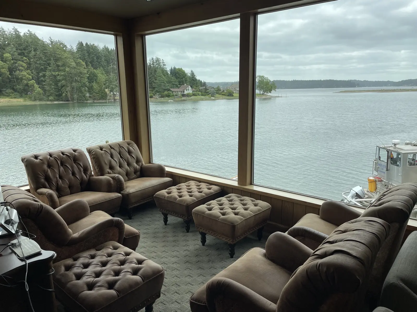 Looking out over the bay from inside