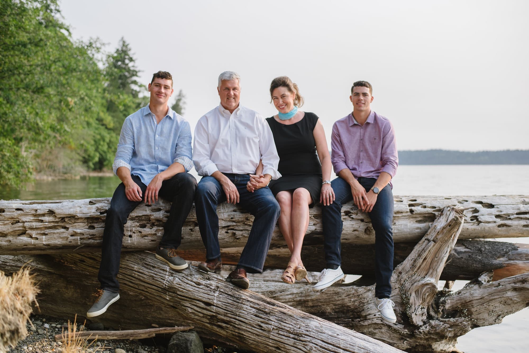 Kent, Donna, Garrett, and Austin Kingman on the beach at Minterbrook